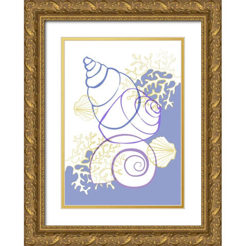Blue Sea Life Gold Ornate Wood Framed Art Print with Double Matting by Aesthete