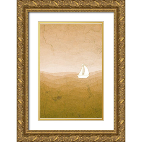 Sea Storm Natural Gold Ornate Wood Framed Art Print with Double Matting by Aesthete