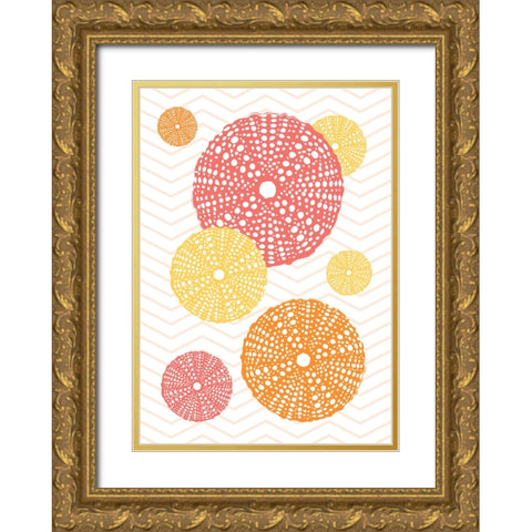Orange Urchins Gold Ornate Wood Framed Art Print with Double Matting by Aesthete