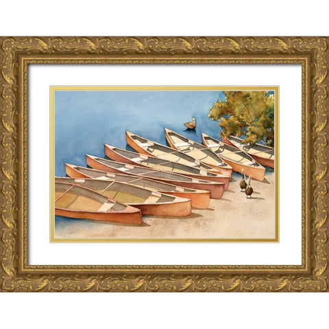 Whos Paddling Gold Ornate Wood Framed Art Print with Double Matting by Rizzo, Gene