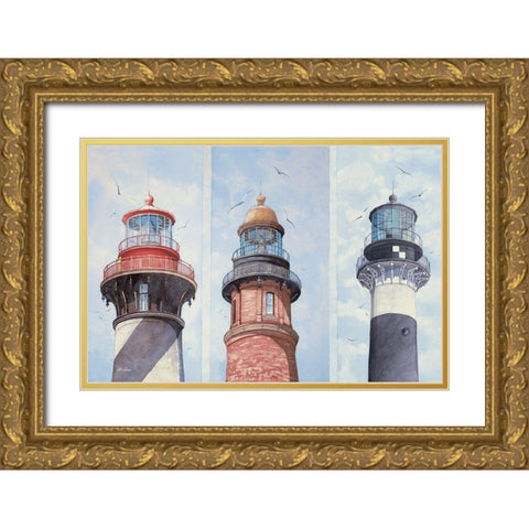 East Florida Lighthouses Gold Ornate Wood Framed Art Print with Double Matting by Rizzo, Gene