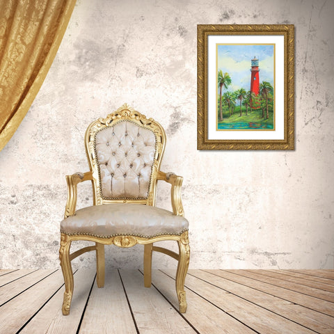 Jupiter Lighthouse-New - Fl. Gold Ornate Wood Framed Art Print with Double Matting by Rizzo, Gene