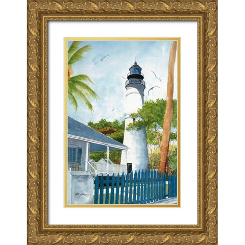 Key West Kighthouse - Fl. Gold Ornate Wood Framed Art Print with Double Matting by Rizzo, Gene