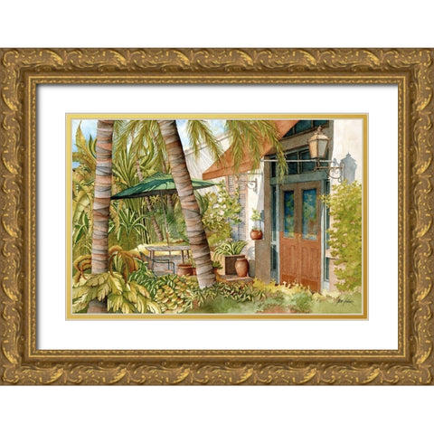 Courtyard Gold Ornate Wood Framed Art Print with Double Matting by Rizzo, Gene