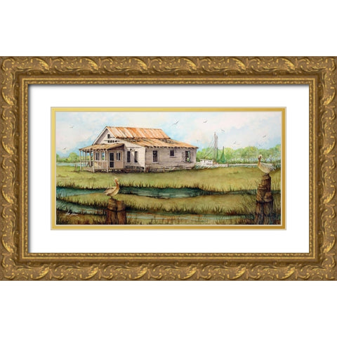 Faded Memories - Panorama Gold Ornate Wood Framed Art Print with Double Matting by Rizzo, Gene