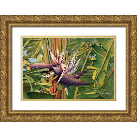 Bird Of Paradise Gold Ornate Wood Framed Art Print with Double Matting by Rizzo, Gene