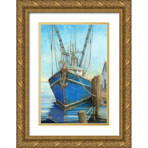 Bluer Than Blue Gold Ornate Wood Framed Art Print with Double Matting by Rizzo, Gene