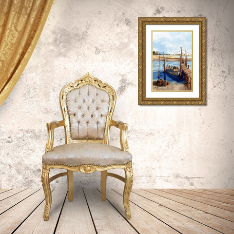 Crab Skiff Gold Ornate Wood Framed Art Print with Double Matting by Rizzo, Gene