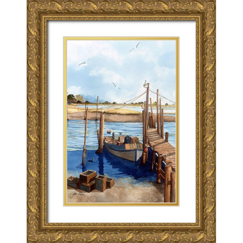 Crab Skiff Gold Ornate Wood Framed Art Print with Double Matting by Rizzo, Gene