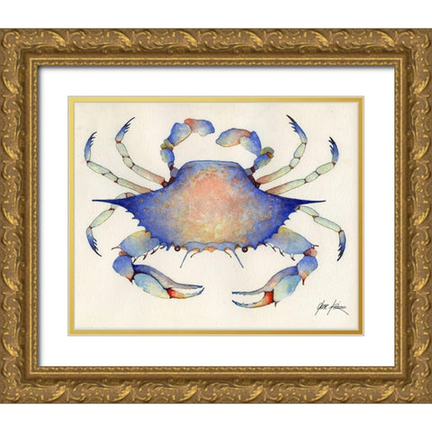Blue Crab Gold Ornate Wood Framed Art Print with Double Matting by Rizzo, Gene