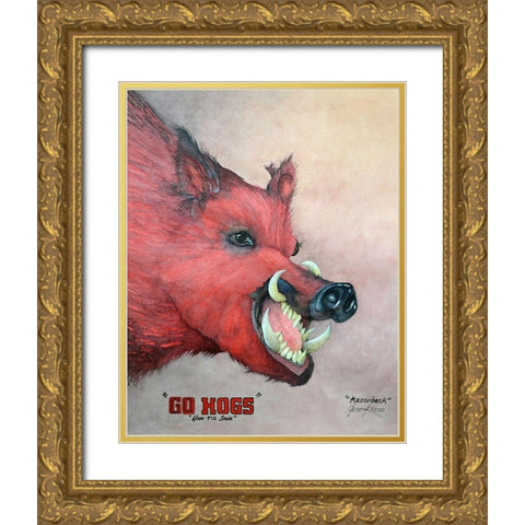 Razorback Gold Ornate Wood Framed Art Print with Double Matting by Rizzo, Gene