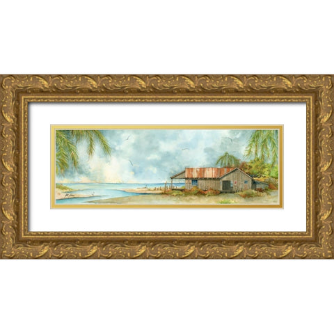 Beachside Bait Gold Ornate Wood Framed Art Print with Double Matting by Rizzo, Gene