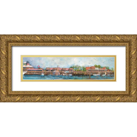 Boardwalk at Johns Pass Gold Ornate Wood Framed Art Print with Double Matting by Rizzo, Gene