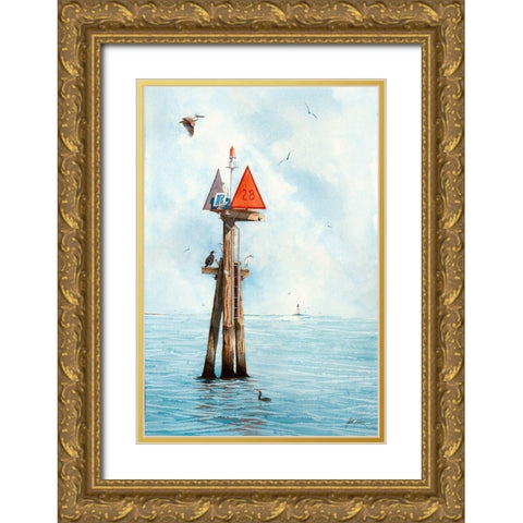 Channel Marker 28 Gold Ornate Wood Framed Art Print with Double Matting by Rizzo, Gene