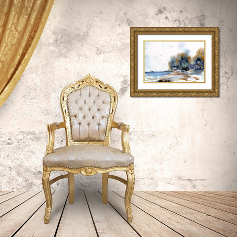 Coastal Gold Ornate Wood Framed Art Print with Double Matting by Rizzo, Gene