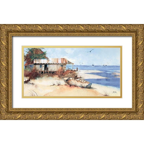Dinghy Pano Gold Ornate Wood Framed Art Print with Double Matting by Rizzo, Gene