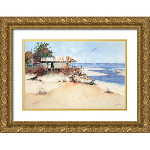 Dinghy Gold Ornate Wood Framed Art Print with Double Matting by Rizzo, Gene