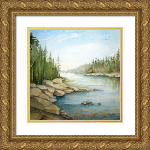 Rocky Maine Gold Ornate Wood Framed Art Print with Double Matting by Rizzo, Gene
