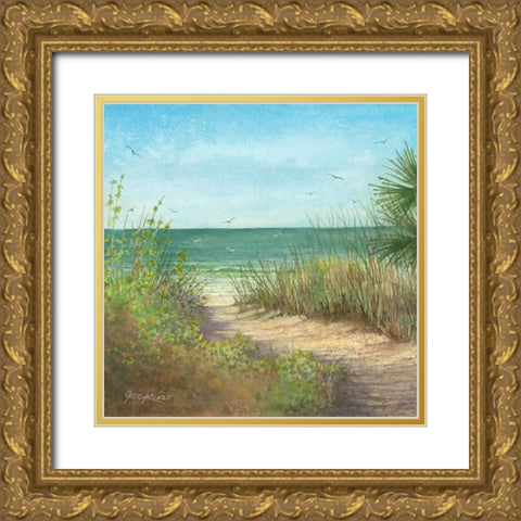 The Sand And The Sea Gold Ornate Wood Framed Art Print with Double Matting by Rizzo, Gene