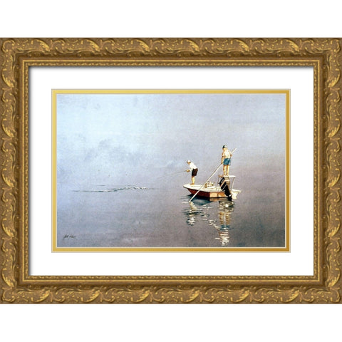 Slick Calm Gold Ornate Wood Framed Art Print with Double Matting by Rizzo, Gene