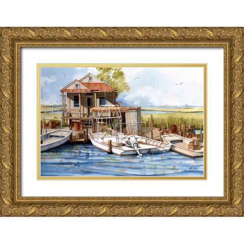 The Camp Gold Ornate Wood Framed Art Print with Double Matting by Rizzo, Gene