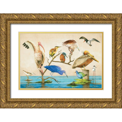 Blue Bird Gang Gold Ornate Wood Framed Art Print with Double Matting by Rizzo, Gene