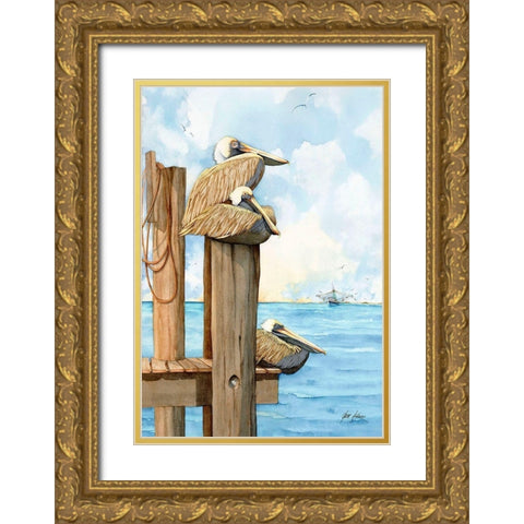 Larry, Moe And Curly Gold Ornate Wood Framed Art Print with Double Matting by Rizzo, Gene