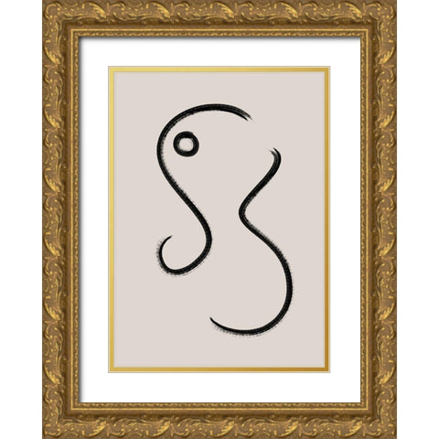 Brush Lines No.2 Gold Ornate Wood Framed Art Print with Double Matting by Ratcliffe, Tiffany