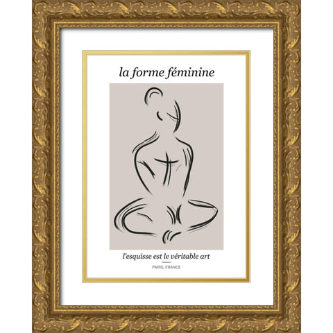 Forme Feminine Gold Ornate Wood Framed Art Print with Double Matting by Ratcliffe, Tiffany