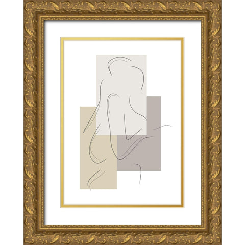 Geometric Figure Gold Ornate Wood Framed Art Print with Double Matting by Ratcliffe, Tiffany
