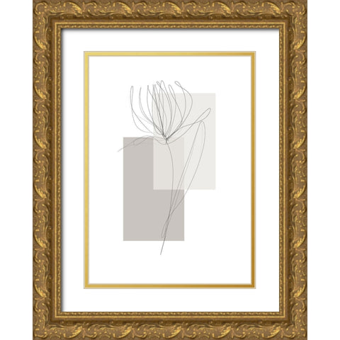 Geometric Flower No.1 Gold Ornate Wood Framed Art Print with Double Matting by Ratcliffe, Tiffany