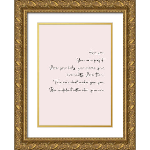 Hey You Gold Ornate Wood Framed Art Print with Double Matting by Mi, Suki
