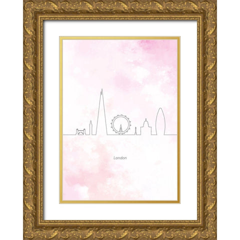 London Skyline Gold Ornate Wood Framed Art Print with Double Matting by Hollie, Jasmine