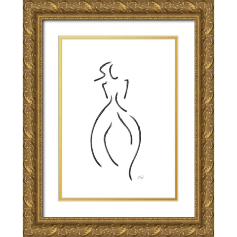 Simple Sketch - Chloe Gold Ornate Wood Framed Art Print with Double Matting by Ratcliffe, Tiffany
