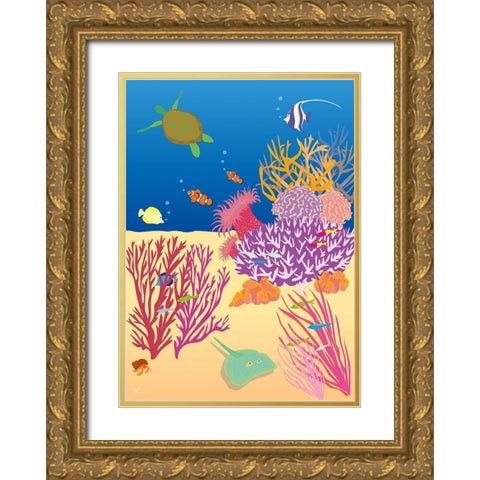 Underwater No.1 Gold Ornate Wood Framed Art Print with Double Matting by Hollie, Jasmine
