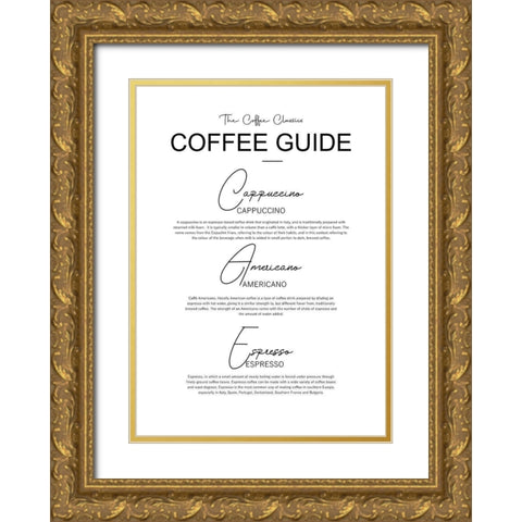Coffee Guide Gold Ornate Wood Framed Art Print with Double Matting by Mi, Suki