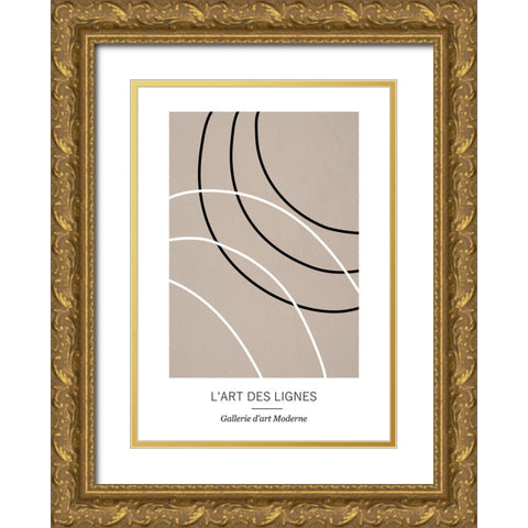 Lignes Gold Ornate Wood Framed Art Print with Double Matting by Ratcliffe, Tiffany