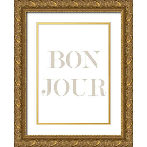 Bon Jour Gold Ornate Wood Framed Art Print with Double Matting by Mi, Suki