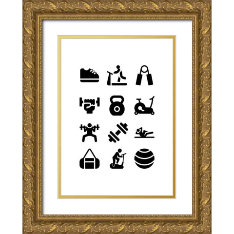 Gym Activities Gold Ornate Wood Framed Art Print with Double Matting by Mi, Suki