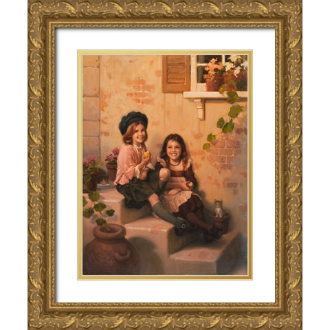 Children Gold Ornate Wood Framed Art Print with Double Matting by Murray, Alan