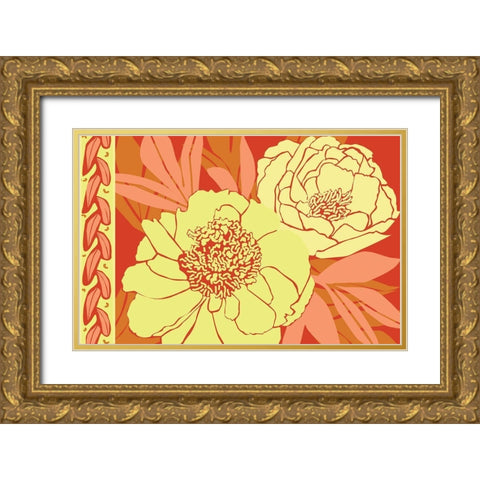Color Bouquet II Gold Ornate Wood Framed Art Print with Double Matting by Art Licensing Studio