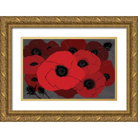 Beautes Rouges I Gold Ornate Wood Framed Art Print with Double Matting by Art Licensing Studio