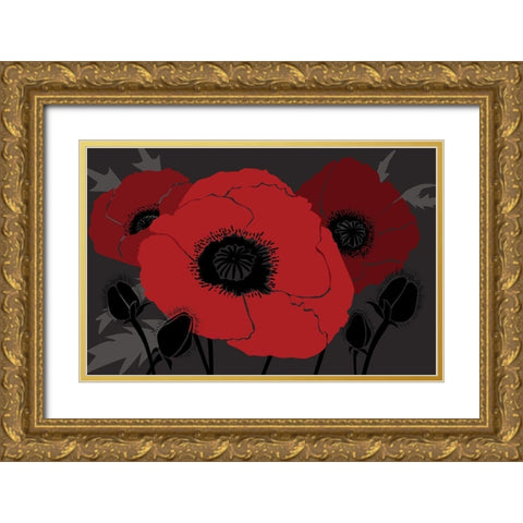 Beautes Rouges II Gold Ornate Wood Framed Art Print with Double Matting by Art Licensing Studio