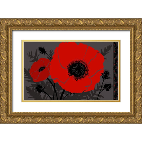 Beautes Rouges III Gold Ornate Wood Framed Art Print with Double Matting by Art Licensing Studio