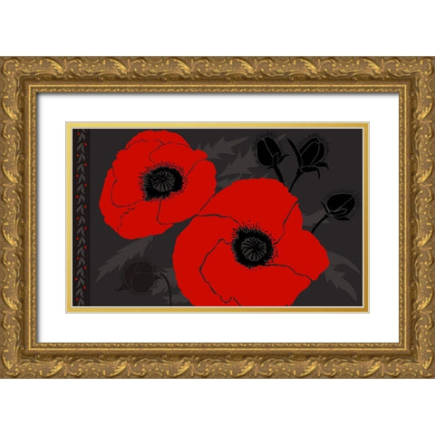 Beautes Rouges IV Gold Ornate Wood Framed Art Print with Double Matting by Art Licensing Studio