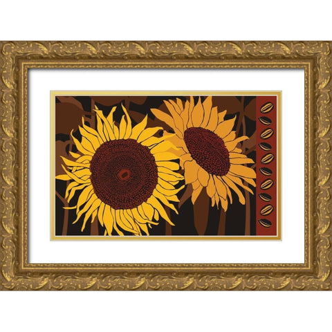 Tournesol I Gold Ornate Wood Framed Art Print with Double Matting by Art Licensing Studio