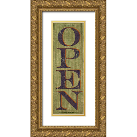 OPEN Sign 1 Gold Ornate Wood Framed Art Print with Double Matting by Art Licensing Studio
