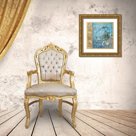 Crab and Sea Gold Ornate Wood Framed Art Print with Double Matting by Art Licensing Studio