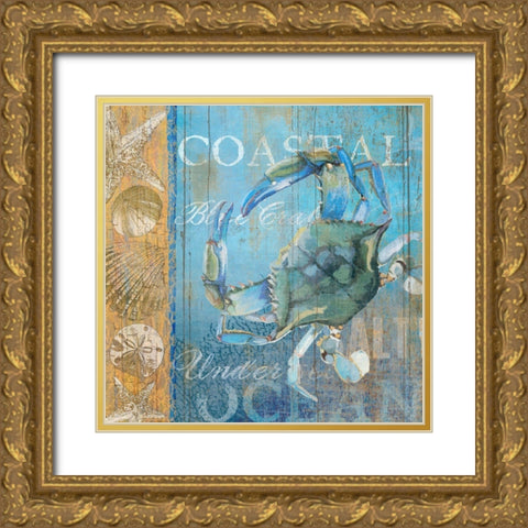Crab and Sea Gold Ornate Wood Framed Art Print with Double Matting by Art Licensing Studio