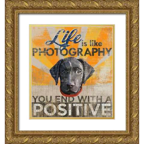 Dog days - Lab pup Gold Ornate Wood Framed Art Print with Double Matting by Art Licensing Studio